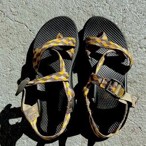 Yellow/gray Chacos
